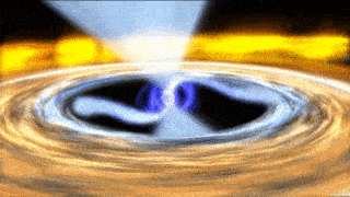 In this animation, a neutron star (blue sphere) spins in the center of a colorful disk of gas, some of which follows the magnetic field (blue lines) and flows (blue-white arcs) onto the object’s surface. One interpretation of the quasiperiodic oscillations seen in X-rays in these systems is the formation of a hot spot (white oval) near the disk's inner edge, which expands and contracts as its properties change. Because of this irregular orbit, the hot spot emission varies within a range of frequencies. Credits: NASA's Goddard Space Flight Center Conceptual Image Lab
