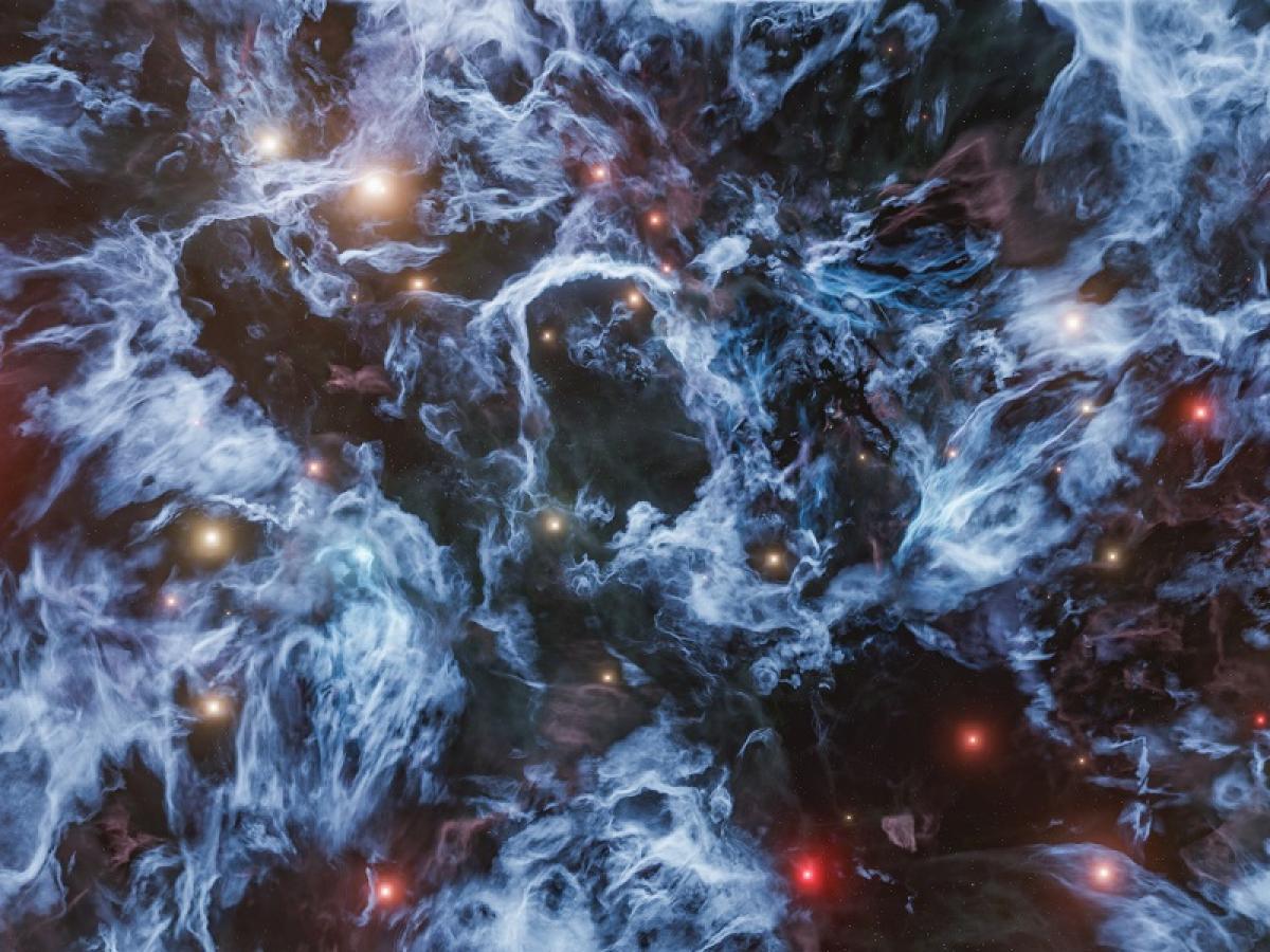 The blue nebula with bright stars background. Credit: Wirestock 