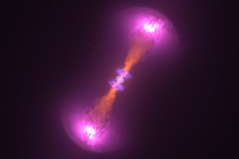 A neutron star merger. Credit: NASA's Goddard Space Flight Center/CI Lab