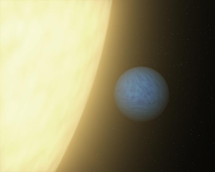  An artist's concept of super-Earth planet 55 Cancri e, which races around its host star once every 18 hours. New research led by Penn State astronomers improves our understanding of how large super-Earth planets with small, quick orbits form.