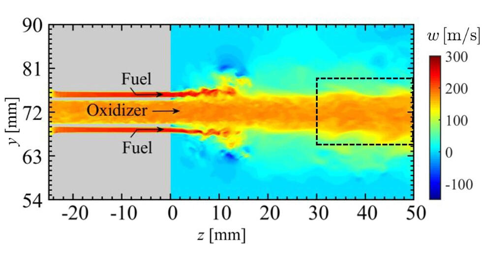 This figure shows that large-scale vortex rings are produced from the injector rim during combustion oscillations. Photo courtesy: Satomi Shima, Kosuke Nakamura, Hiroshi Gotoda, Yuya Ohmichi, and Shingo Matsuyama