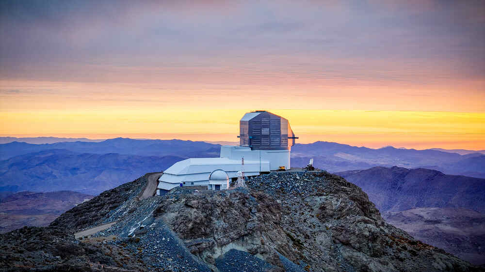 Rubin Observatory at sunset, May 2024. Credit: Olivier Bonin