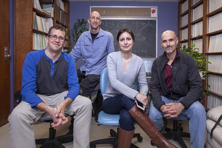 CAPTION From left, Bryan Quaife, assistant professor of scientific computing, Rod Linn, of Los Alamos National Laboratory, Neda Yaghoobian, assistant professor of mechanical engineering at FAMU-FSU College of Engineering and Kevin Hiers, of the Tall Timbers Research Station & Land Conservancy, won a $2.2 million grant from the U.S. Department of Defense to study smoke plumes from prescribed fire.  CREDIT Mark Wallheiser / FAMU-FSU College of Engineering