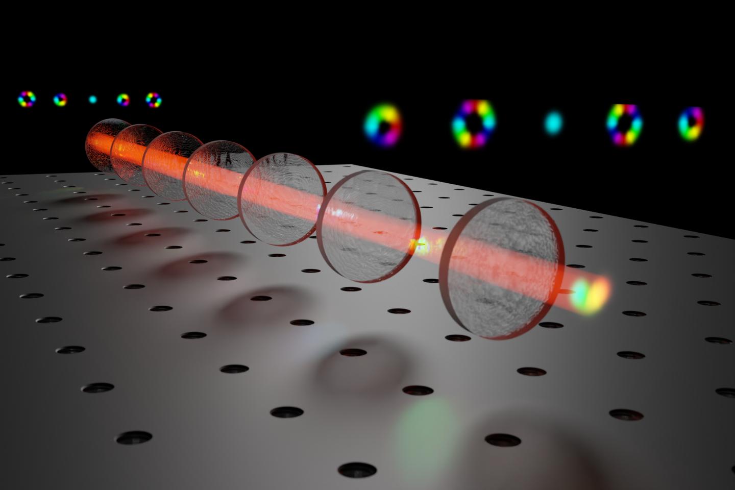 Conceptual image of the used method for manipulating the spatial structures of photons using multiple consecutive lossless modulations.  CREDIT Markus Hiekkamäki / Tampere University