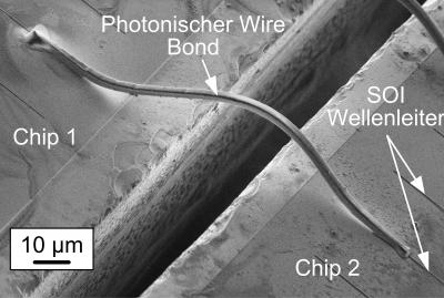 The wire bond is adapted to the position and orientation of the chips.  Credit: Figure: N. Lindenmann and G. Balthasar