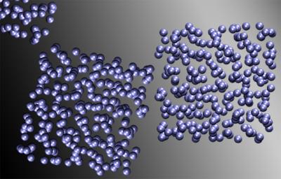 This image shows a simulation of hydrogen atoms.