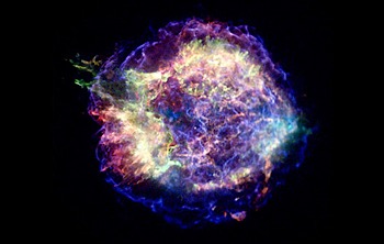 This Chandra X-ray photograph shows Cassiopeia A, the youngest supernova remnant in the Milky Way.