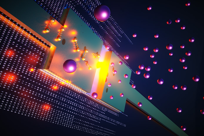 This illustration depicts a newly developed component, known as a Josephson junction that can detect a single photon of light. The research, led by Raytheon Intelligence & Space, has potential applications for sensors, communications and quantum computers.