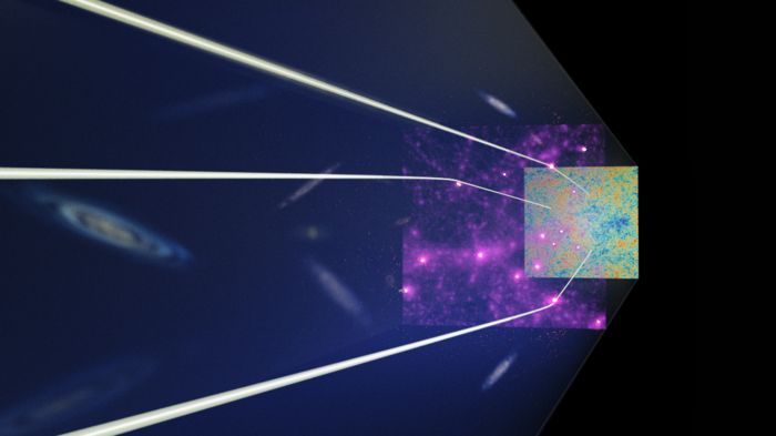 The radiation residue from the Big Bang, distorted by dark matter 12 billion years ago.  CREDIT Reiko Matsushita