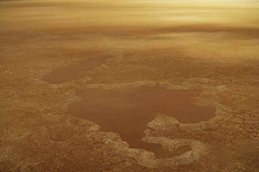 The surface of Titan. Credits:Credit: NASA/JPL; University of Arizona; University of Idaho