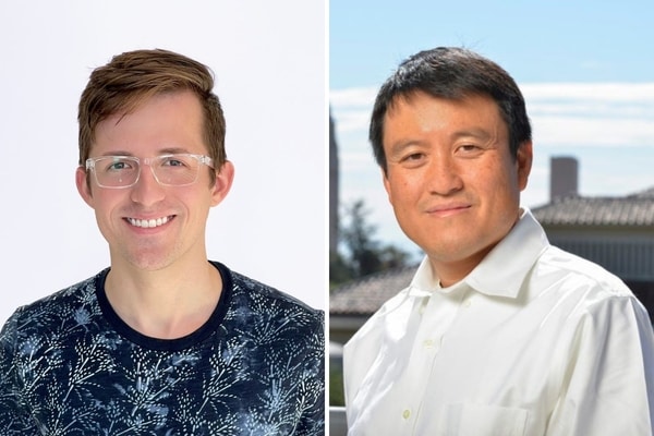 Stanford graduate student Ben Bartlett and Shanhui Fan, professor of electrical engineering, have proposed a simpler design for photonic quantum computers using readily available components. (Image credit: Courtesy Ben Bartlett / Rod Searcey)