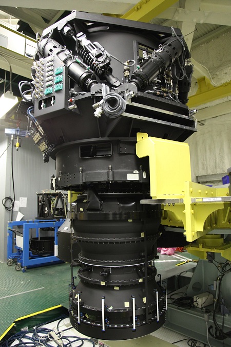 Hyper Suprime-Cam. The instrument weighs 3 tons and is 3 meters (9 feet) high. (Credit: NAOJ) 