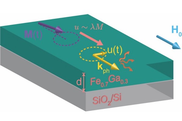 University of Minnesota-led research discovered that the interaction between magnetism and sound particles in spintronic devices can lead to damping, or the loss of energy, a process depicted in the figure above. The finding will ultimately allow engineers to develop more efficient spintronic devices in the future.