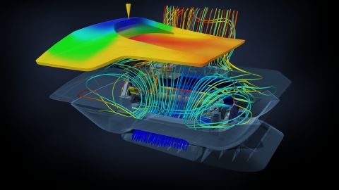 Autodesk Simulation 360 enables any company to make simulation part of their everyday design and engineering processes. The desktop printer here shows Moldflow injection pressure, Mechanical stress and fluid and thermal simulation results using Autodesk Simulation 360