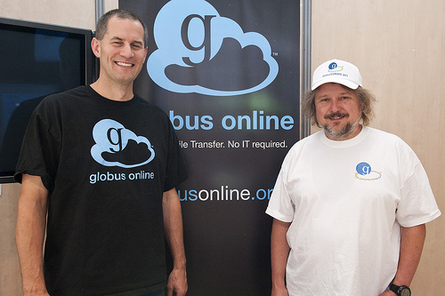 From left: Steve Tuecke (Globus Online, UChicago/Argonne) and IGE Program Director Helmut Heller (LRZ) at the 2011 EGI Technical Forum in Lyon, France. 