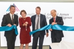 Mount Sinai CEO Brendan G. Carr, Amabel James and Hamilton Evans "Tony" James, and Eric J. Nestler at a recent ribbon-cutting for the Hamilton and Amabel James Center for Artificial Intelligence and Human Health of the Icahn School of Medicine at Mount Sinai.  CREDIT Sami Rauf on behalf of the Mount Sinai Health System